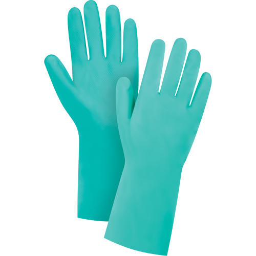 Premium Diamond-Grip Chemical-Resistant Gloves, Size Small/7, 13" L, Nitrile, Flock-Lined Inner Lining, 15-mil Seaboard Timber Mart