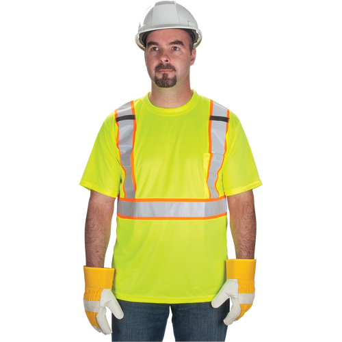 CSA Compliant T-Shirt, Polyester, Medium, High Visibility Lime-Yellow Seaboard Timber Mart