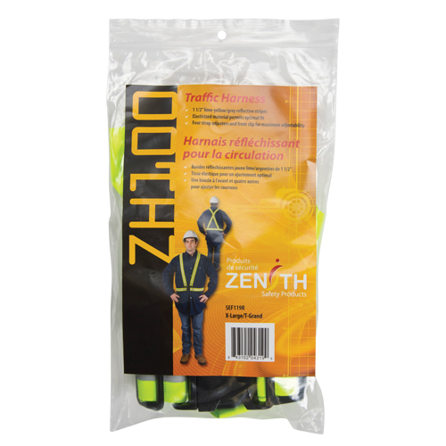 Standard-Duty Safety Harness, High Visibility Lime-Yellow, Silver Reflective Colour, X-Large Seaboard Timber Mart