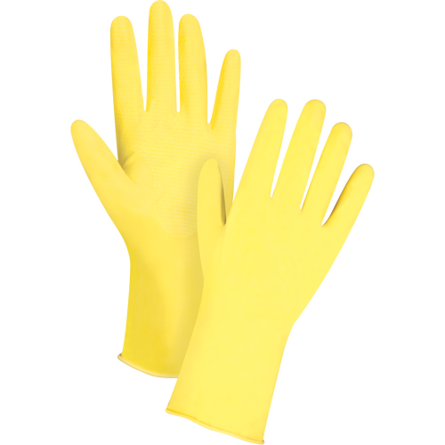 Gants jaune canari de premi&egrave;re qualit&eacute; r&eacute;sistants aux produits chimiques, Taille Moyen/8, 12" lo, Latex de caoutchouc, Doublure en Ouat&eacute;e, 15 mils Seaboard Timber Mart