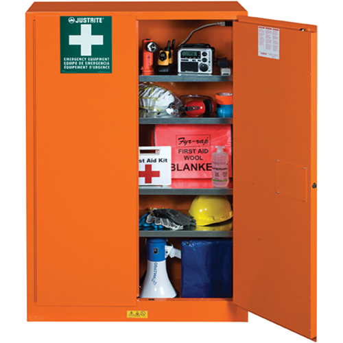 Armoires de rangement pour pr&eacute;paration aux situations d'urgence, Acier, 4 Tablettes, 65" h x 43" la x 18" P, Orange Seaboard Timber Mart