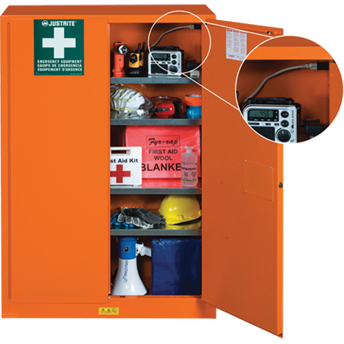 Armoires de rangement pour pr&eacute;paration aux situations d'urgence, Acier, 4 Tablettes, 65" h x 43" la x 18" P, Orange Seaboard Timber Mart
