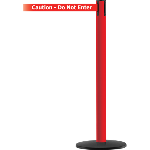Advance TensaBarrier&reg; Barrier Post, Steel, 36" H, White/Red Tape, 7.5' Tape Length Seaboard Timber Mart