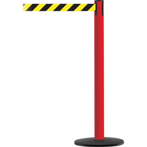 Advance TensaBarrier&reg; Barrier Post, Steel, 36" H, Black/Yellow Tape, 7.5' Tape Length Seaboard Timber Mart