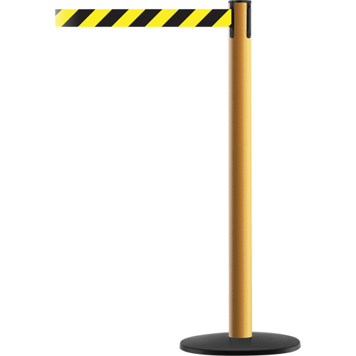 Advance TensaBarrier&reg; Barrier Post, Steel, 36" H, Black/Yellow Tape, 7.5' Tape Length Seaboard Timber Mart