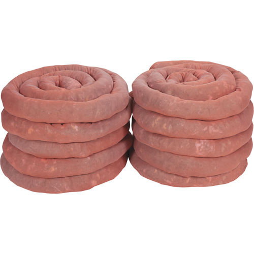 Remblais tubulaires absorbants, Mati&egrave;res dangereuses, Absorption 45 gal., 3" la x 10' lo, Pqt de 10 Seaboard Timber Mart
