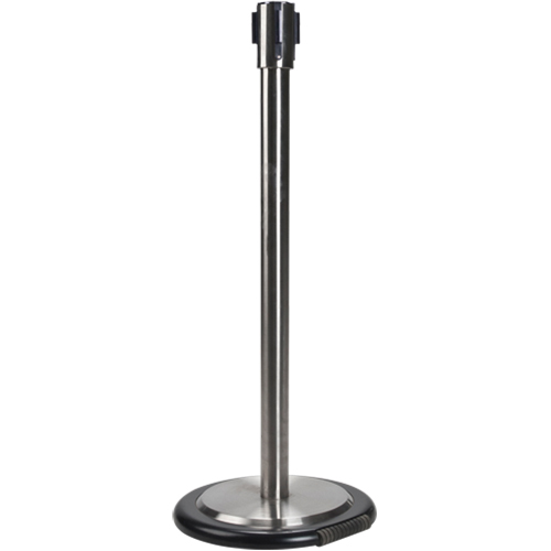 Free-Standing Crowd Control Barrier Receiver Post With Wheels, 35" High, Stainless Seaboard Timber Mart
