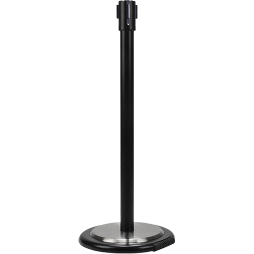 Free-Standing Crowd Control Barrier Receiver Post With Wheels, 35" High, Black Seaboard Timber Mart