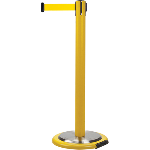 Free-Standing Crowd Control Barrier, Steel, 35" H, Yellow Tape, 7' Tape Length Seaboard Timber Mart