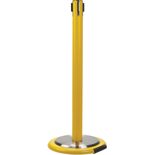 Free-Standing Crowd Control Barrier Receiver Post With Wheels, 35" High, Yellow Seaboard Timber Mart