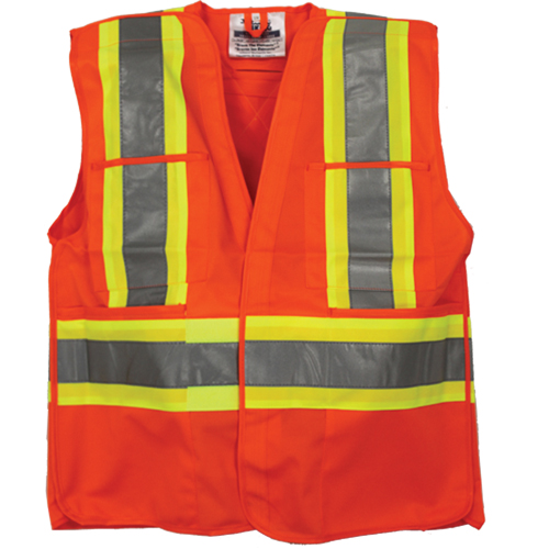 Veste de s&eacute;curit&eacute; pour arpenteur, Orange haute visibilit&eacute;, 4T-Grand/5T-Grand, Polyester Seaboard Timber Mart