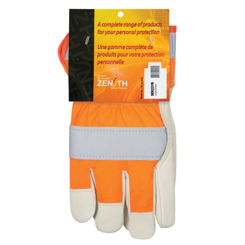 Gants d'ajusteur &agrave; chaleur sup&eacute;rieure orange haute visibilit&eacute;, Grand, Paume en Cuir fleur de vache, Doublure en Thinsulate Seaboard Timber Mart