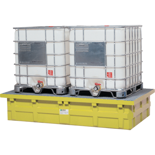GRV double &agrave; dessus bas avec drain, Capacit&eacute; de d&eacute;versement 385 gal. US, 110" x 55" x 20" Seaboard Timber Mart