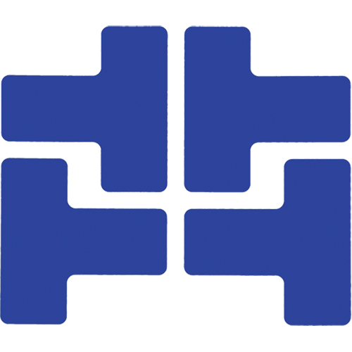 Autocollants pour d&eacute;limitation des coins sur le sol, T, 5" lo x 2" la, Bleu, Polyester Seaboard Timber Mart