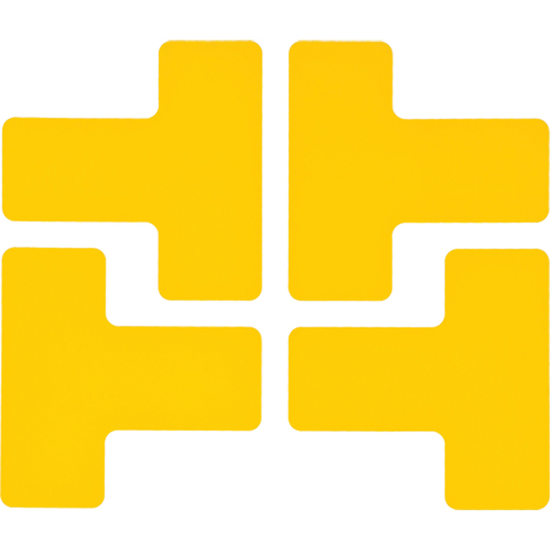 Autocollants pour d&eacute;limitation des coins sur le sol, T, 5" lo x 2" la, Jaune, Polyester Seaboard Timber Mart