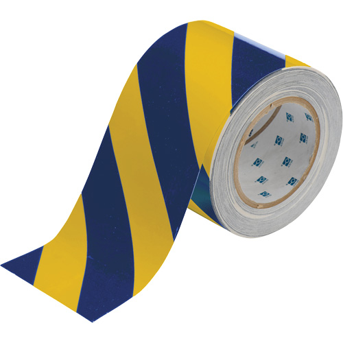 Ruban de marquage pour planchers ToughStripe, 4" x 100', Polyester, Bleu et jaune Seaboard Timber Mart