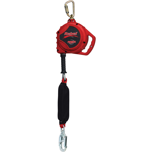 Cordage de s&eacute;curit&eacute; auto-r&eacute;tractable Rebel pour bas de pente, 20', Acier galvanis&eacute;, Pivotant Seaboard Timber Mart