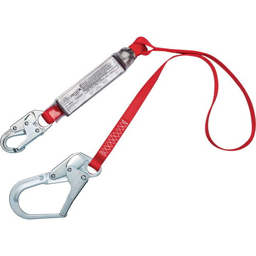 Shock-Absorbing Lanyard, 4', Snap Hook Center, Rebar Hook Leg Ends, Polyester Seaboard Timber Mart