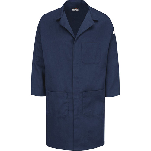 Excel FR&reg; ComforTouch&reg; Lab Coat, Cotton, Large, Navy Blue Seaboard Timber Mart