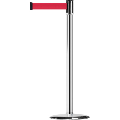 Slimline TensaBarrier&reg; Barrier Post, Steel, 38" H, Red Tape, 7.5' Tape Length Seaboard Timber Mart