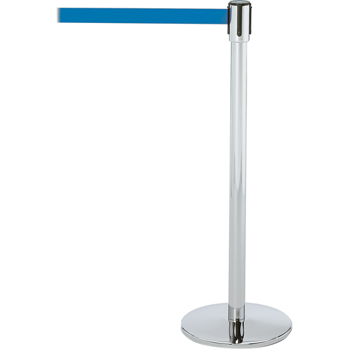 Montant pour barri&egrave;re Slimline TensaBarrier, Acier, 38" h, Ruban Bleu, Longueur du ruban 7,5' Seaboard Timber Mart