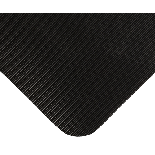 Tapis tr&egrave;s robuste pour panneau de contr&ocirc;le No 720, Ondul&eacute;, 3' x 10' x 5/8", Noir, PVC Seaboard Timber Mart