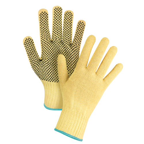 Gants tricot&eacute;s sans couture &agrave; pois, Taille T-Grand/10, Calibre 7, Rev&ecirc;tement PVC, Enveloppe en Kevlar, ASTM ANSI niveau A2/EN 388 niveau 3 Seaboard Timber Mart
