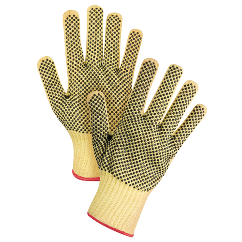 Double-Sided Dotted Seamless String Knit Gloves, Size Small/7, 7 Gauge, PVC Coated, Kevlar&reg; Shell, ASTM ANSI Level A2/EN 388 Level 3 Seaboard Timber Mart