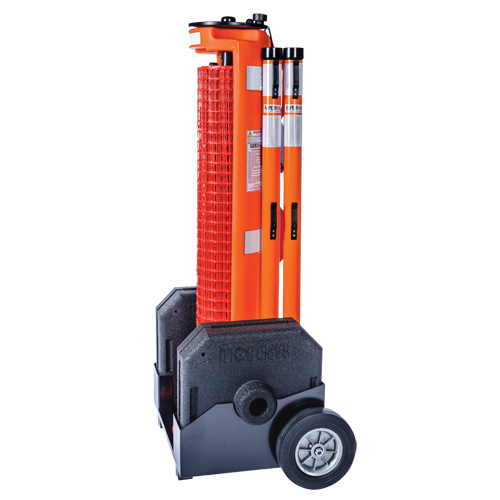 Wheeled Barrier, 50' L, Plastic, Orange Seaboard Timber Mart