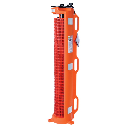 Wheeled Barrier, 50' L, Plastic, Orange Seaboard Timber Mart