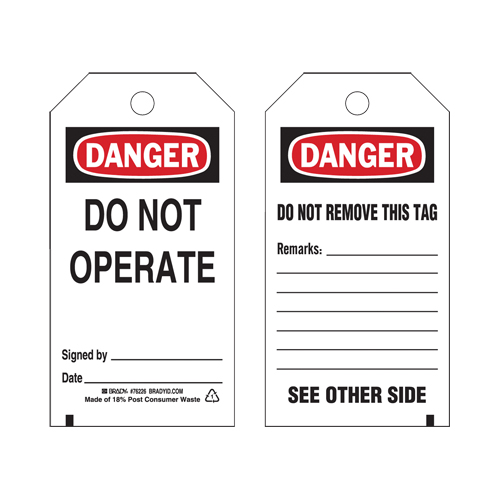 Lockout Tags, Plastic, 3" W x 5-3/4" H, English Seaboard Timber Mart