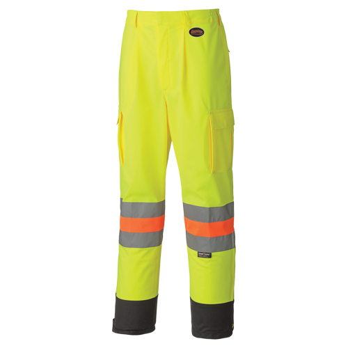 6009 Breathable Traffic Safety Pants, Polyester, X-Small, High Visibility Lime-Yellow Seaboard Timber Mart