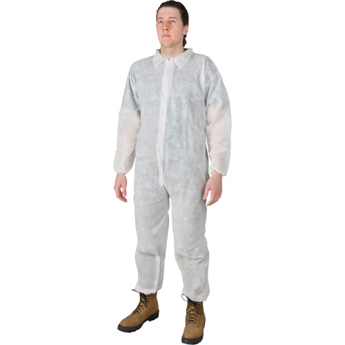 Coveralls, Medium, White, Polypropylene Seaboard Timber Mart