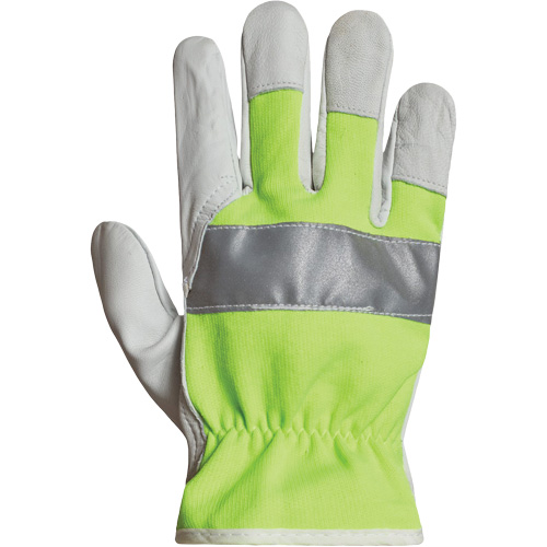Gants de conducteur haute visibilit&eacute; avec bandes r&eacute;fl&eacute;chissantes Endura, 2T-Grand, Paume en Cuir fleur de ch&egrave;vre Seaboard Timber Mart