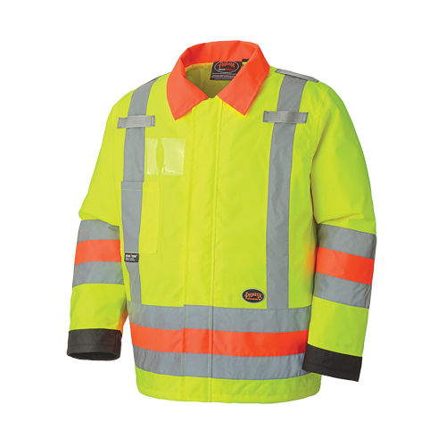 6037 Manteau de s&eacute;curit&eacute; imperm&eacute;able pour le contr&ocirc;le de la circulation, Polyester, Jaune lime haute visibilit&eacute;, T-petit Seaboard Timber Mart