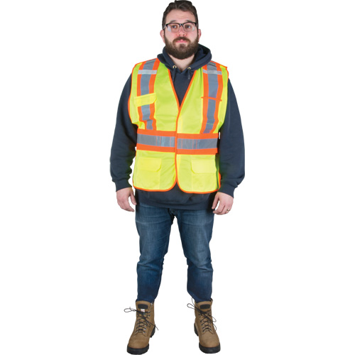 Flame-Resistant Surveyor Vest, High Visibility Lime-Yellow, Medium, Polyester Seaboard Timber Mart