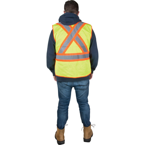 Flame-Resistant Surveyor Vest, High Visibility Lime-Yellow, Medium, Polyester Seaboard Timber Mart