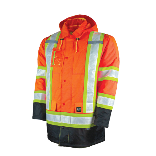 Lined Safety Parka, High Visibility Orange, Large Seaboard Timber Mart