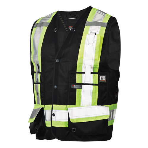 Veste de s&eacute;curit&eacute; pour arpenteur, Noir, Grand, Polyester Seaboard Timber Mart
