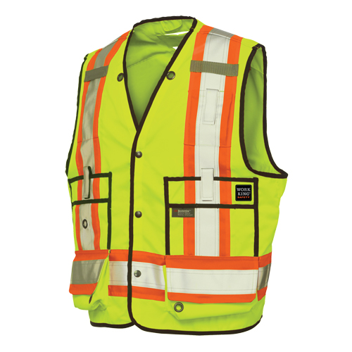 Surveyor Safety Vest, High Visibility Lime-Yellow, X-Large, Polyester Seaboard Timber Mart