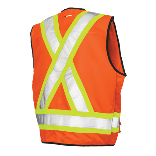 Veste de s&eacute;curit&eacute; pour arpenteur, Orange haute visibilit&eacute;, Grand, Polyester Seaboard Timber Mart