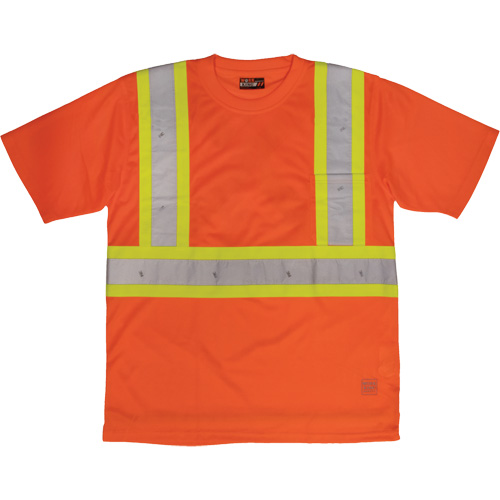 T-shirt de s&eacute;curit&eacute; avec poche &agrave; manches courtes, Polyester, Grand, Orange haute visibilit&eacute; Seaboard Timber Mart