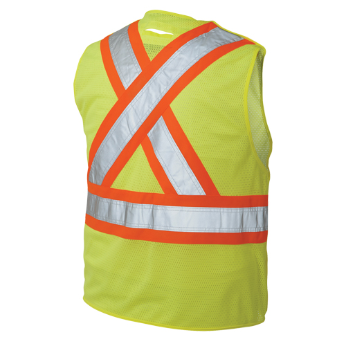 Veste de s&eacute;curit&eacute; d&eacute;tachable en cinq points, Jaune lime haute visibilit&eacute;, Grand/T-Grand, Polyester Seaboard Timber Mart