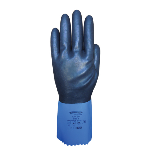 Summitech Full-Dipped Chemical Resistant Gloves, Size Small/7, 11.8" L, Chloroprene, Poly-Cotton Inner Lining, 59-mil Seaboard Timber Mart