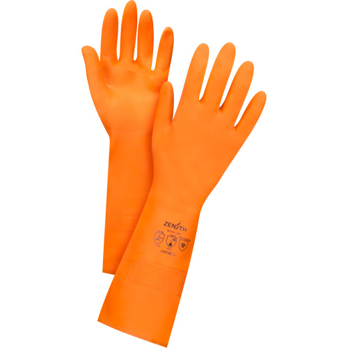 Gants orange de premi&egrave;re qualit&eacute; r&eacute;sistants aux produits chimiques, Taille Petit/7, 13" lo, Latex de caoutchouc, Doublure en Ouat&eacute;e, 28 mils Seaboard Timber Mart