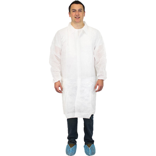 Lab Coat, Polypropylene, White, Medium Seaboard Timber Mart