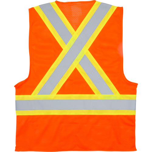 Traffic Safety Vest, High Visibility Orange, Medium, Polyester Seaboard Timber Mart