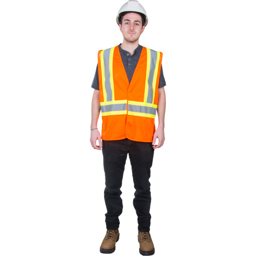 Traffic Safety Vest, High Visibility Orange, Medium, Polyester Seaboard Timber Mart