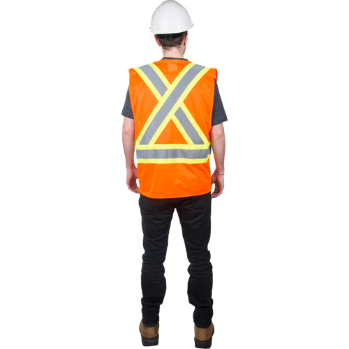Traffic Safety Vest, High Visibility Orange, Medium, Polyester Seaboard Timber Mart