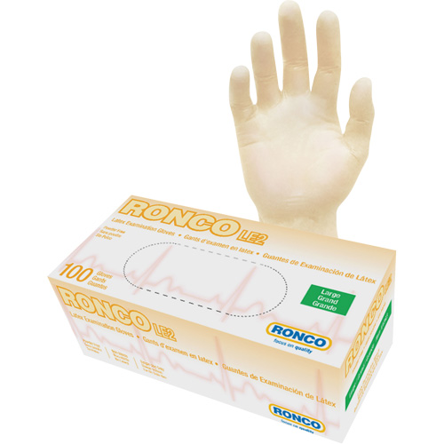 Gants jetables, Grand, Latex, 4 mils, Sans poudre, Naturel, Classe 2 Seaboard Timber Mart